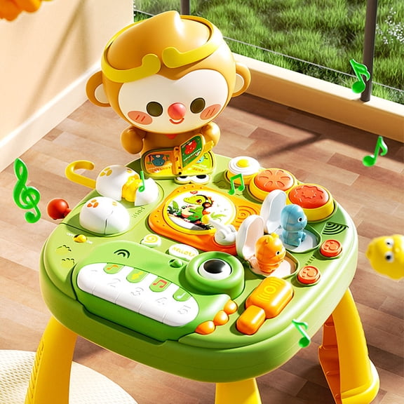 Baby Piano Toy with Lights & Sounds - 8-Key Musical Instrument for Toddlers 1-3 Years Old, Convertible Activity Table with 5 Detachable Toys, Educational Gift for Boys & Girls