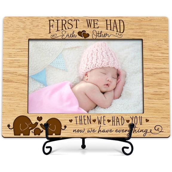 Baby Picture Frame, Ultrasound Wood Photo Frame With Stand, New Baby Gifts, Christmas Baptism Shower Gifts For New Parents, First We Had Each Other Then We Had You Now We Have Everything Frame -a22