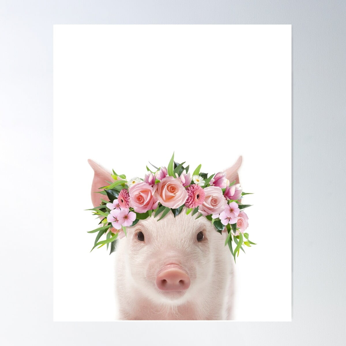 Baby Pig With Flower Crown, Baby Animals Art Print By Synplus Poster ...