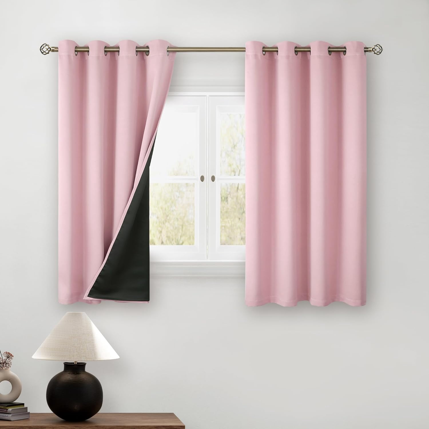 Baby Pink 100 Blackout Curtains for Girls Bedroom 54 Inch Length