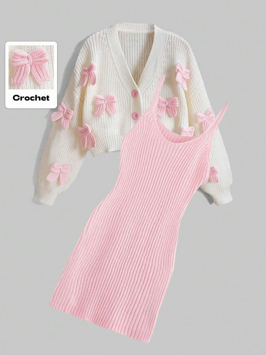 knit pullover sweater and cami dress set Cardigan Sets for Women and Girls Womens cardigan