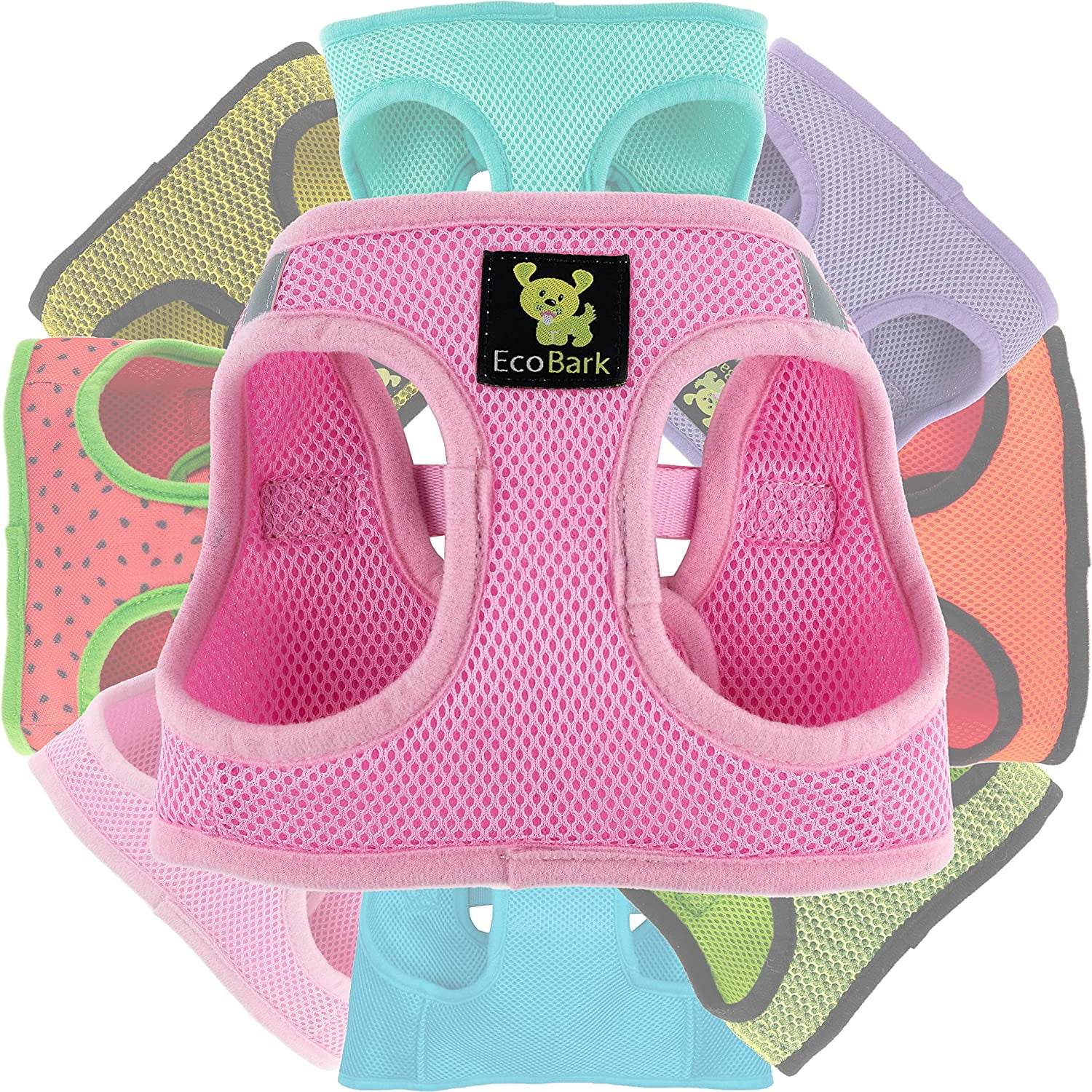 Baby Pink Dog Harness EcoBark StepIn Rapid Fastener Light Pink Pastel Dog Vest Halter for Puppy