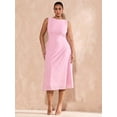 thumbnail image 1 of Baby Pink Plus Size Sleeveless Mid-Length A-Line Bodycon Dress With Ruched Detail, 1 of 6