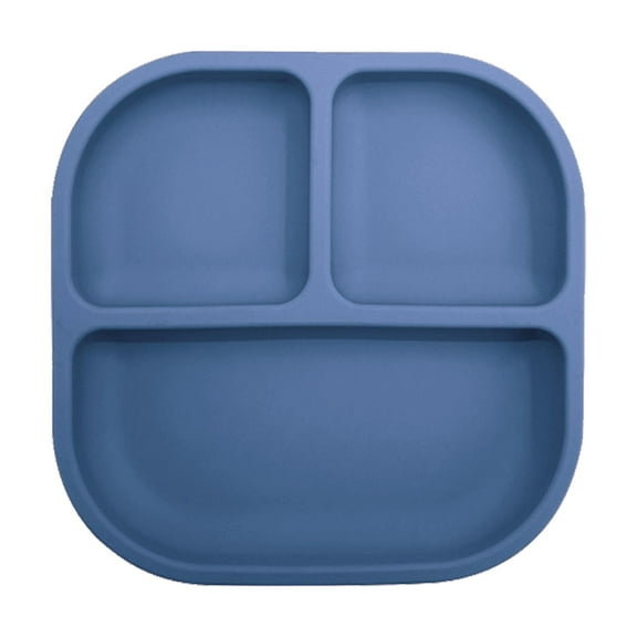 Baby Plates with Suction Silicone Divided Plates for Toddlers 3 Compartment Non Self Feeding Dishwasher Microwave Safe BPA Free Kids Plates for High Chairs Tables Travel 7.36x7.09 Inches