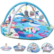 KOPPOP 4-in-1 Baby Play Gym & Activity Mat with Ball Pit, Safe for Tummy Time & Play Blue