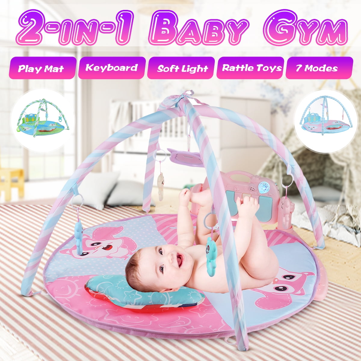 Baby Play Gym Mat, Baby Gyms Play Mats for Sensory Exploration and