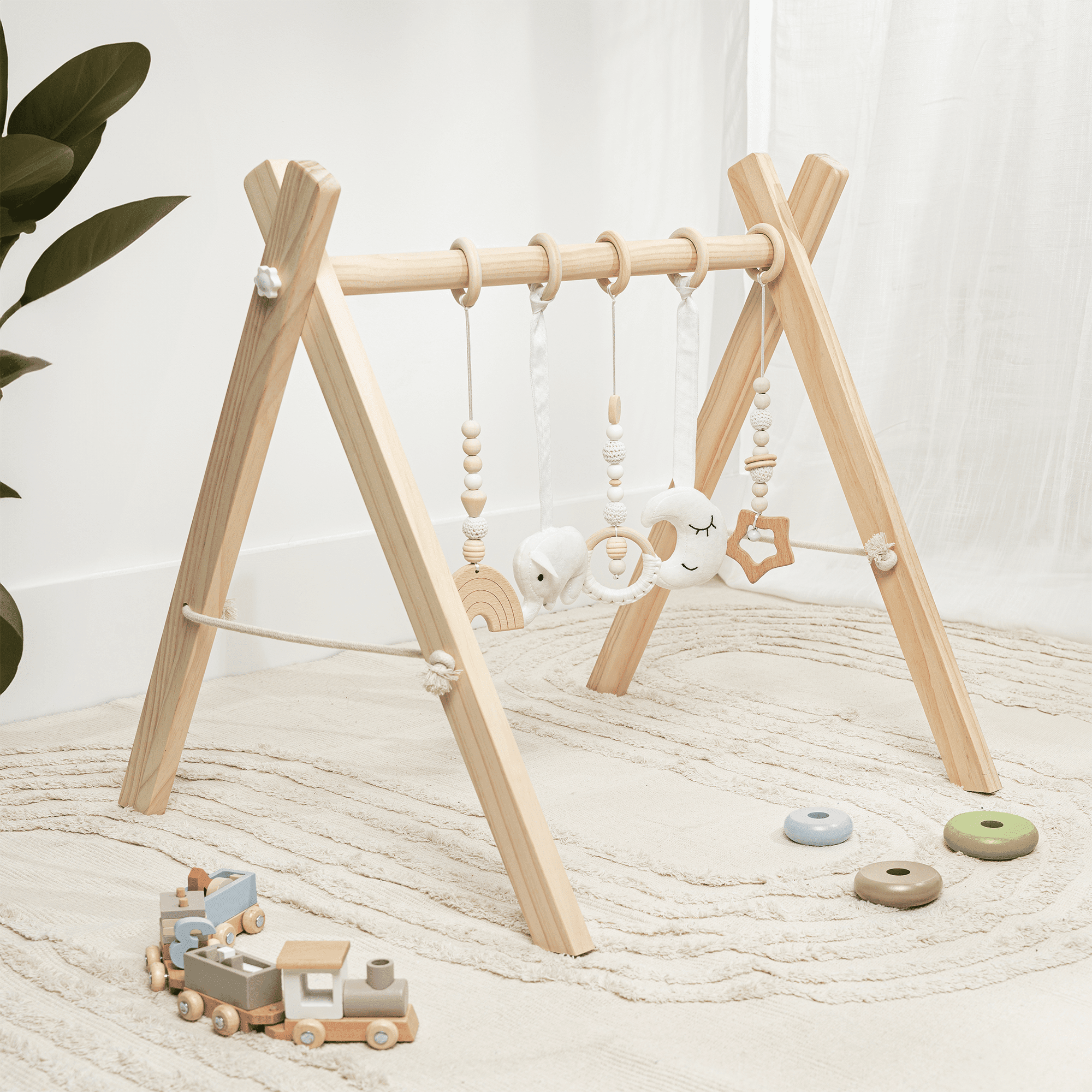 Baby Play Gym Set, Wooden Baby Playgym, Interactive Activity Center ...