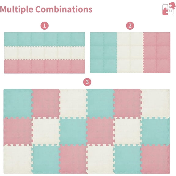 Baby Play Mat 18pcs(30x30x1cm) Foam Puzzle Play Mat Interlocking Foam Tile for Sports-EVA Non Toxic
