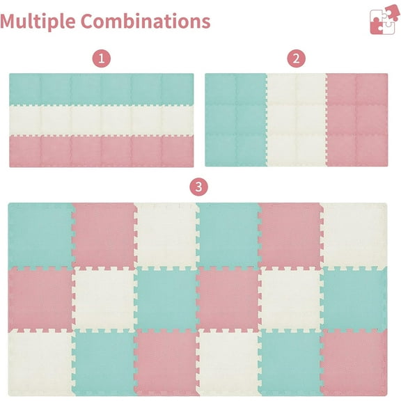 Baby Play Mat 18pcs(30x30x1cm) Foam Puzzle Play Mat Interlocking Foam Tile for Sports-EVA Non Toxic
