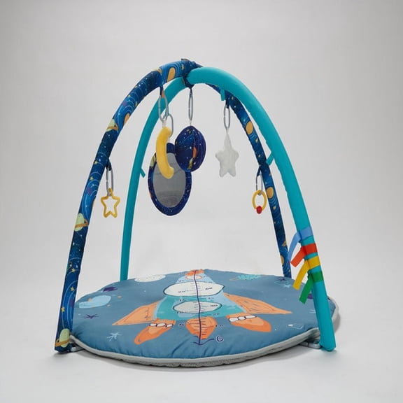 Baby Play Mat 2-in-1 Sensory Toys Rest Baby Activity Gym Play Mat Baby Tummy Time Mat(Rocket Print)