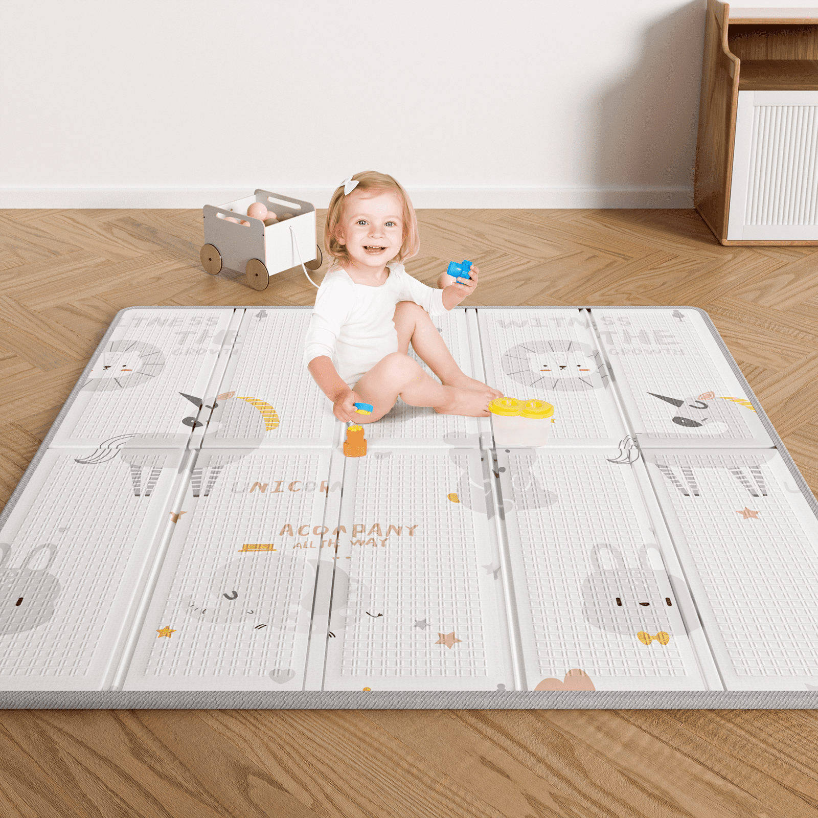 UANLAUO Foldable Baby Play Mat, Extra Large Waterproof Activity Playmats  for Babies,Toddlers, Infants, Play & Tummy Time, Foam Baby Mat for Floor  with