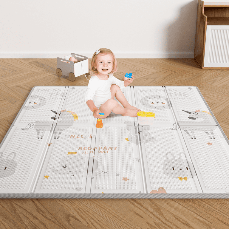 Baby Play Mat, 59x59 Foldable & Reversable Large Baby Mat, 0.4 Thick  Waterproof Foam Play Mat