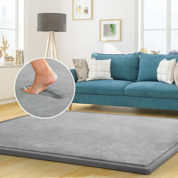 Teler Baby Play Mat, 79"x157" Memory Foam Area Rug – 1.2" Thick Playpen Mat for Toddlers and Children, Yoga Mat, Exercise Pad Mat, Carpet (Grey)