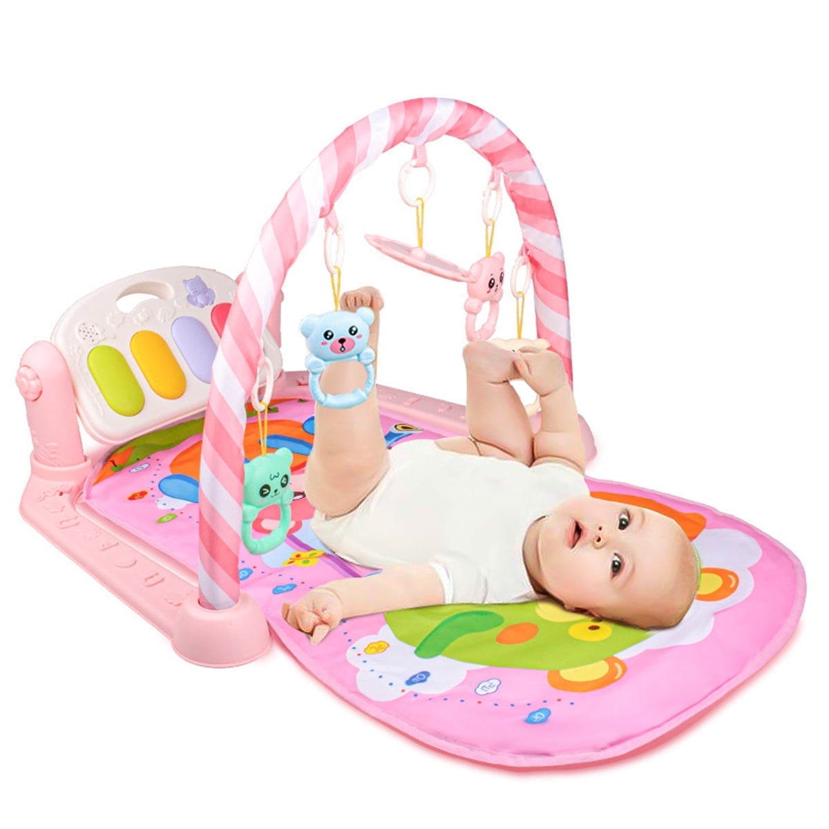 Baby Play Mat, Activity Gym Play Mat Center with Musical Play Piano and Hanging Toys, for
