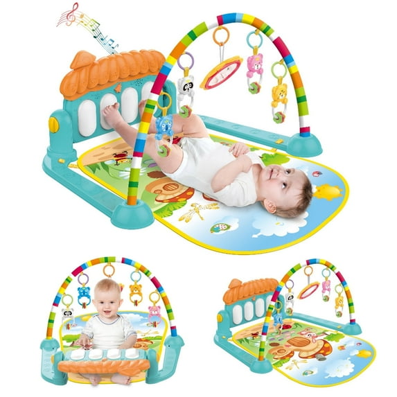 Baby Play Mat Baby Gym,Funny Play Piano Tummy Time Baby Activity Gym Mat , Music and Lights Boy & Girl Gifts for Newborn Baby 0 to 36 Months(Green)