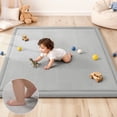 thumbnail image 1 of Baby Play Mat, Caveen Thicken Baby Playpen Mat, Flannel Soft Crawling Playmat for Infant, Anti-Slip, 50"x 50", Light Grey, 1 of 8