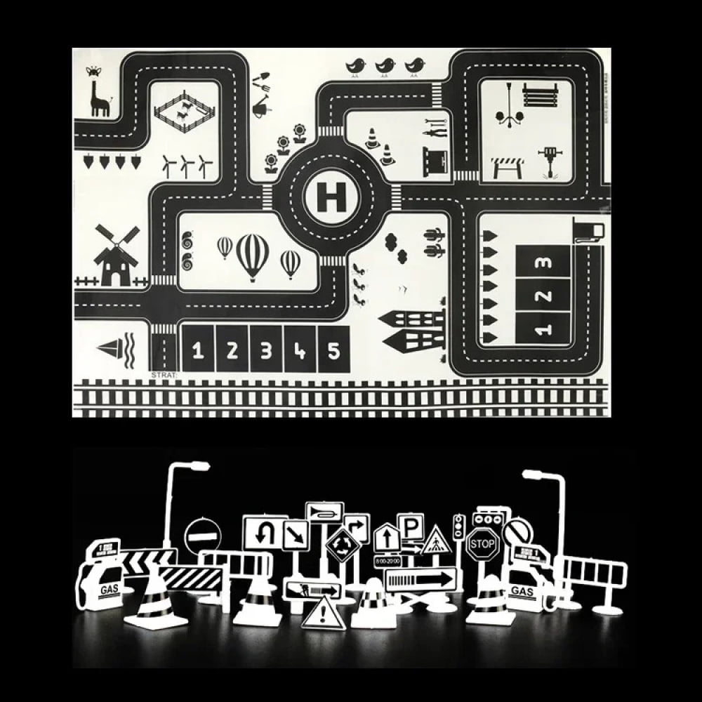Baby Play Mat City Traffic Road Map Mat Carpet City Car Parking Lot ...