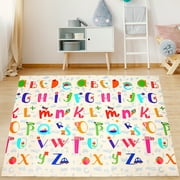 Baby Play Mat Extra Large Baby Mat Folding Foam Playmat Kids Crawling Mat Reversible Non-Toxic Waterproof for Infants Toddlers Thicker 0.6inch (Beige 0.6in)
