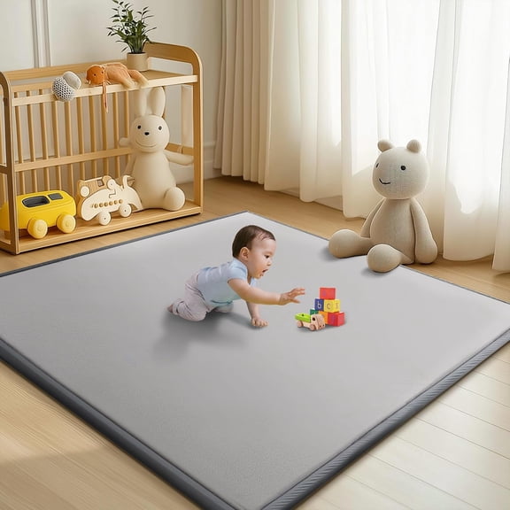 Baby Play Mat for Floor - 1.4" Thick Memory Foam Rug, 70"x60" Playpen Tummy Time Mat, Soft Velvet Nursery Rug, Large Padded Crawling Mat, Cushioned Pads for Playroom Toddlers, Infants, Yoga, Tatami