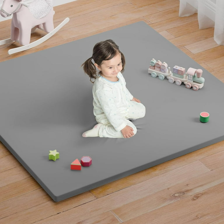Baby Play Mat for Floor, 50x50 Vegan Leather Playpen Mat