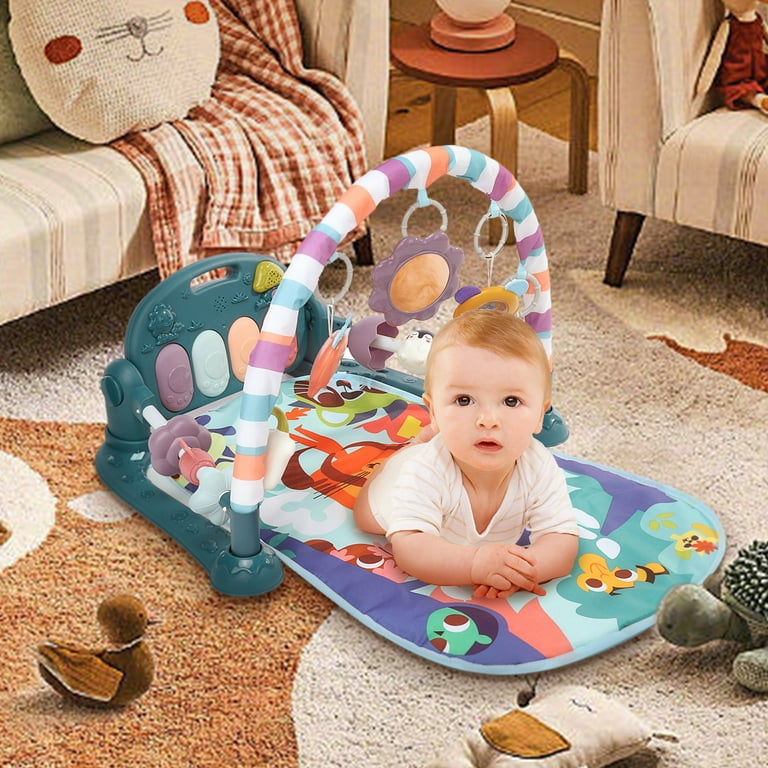 Baby Play Mat, Kick and Play Piano Musical Fitness Tummy Time Mat, Baby Gym  Activity Center, for 0-36 Months, Navy 