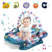 Baby Play Mat, Kick and Play Piano Musical Fitness Tummy Time Mat,  Baby Gym Activity Center, for 0-36 Months, Navy