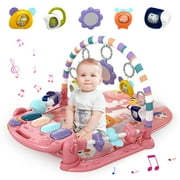 Baby Play Mat, Kick and Play Piano Musical Fitness Tummy Time Mat, Baby Gym Activity Center, for 0-36 Months, Orange