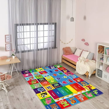 AKASISRUG Baby Play Mat Kids Rug for Playroom, Playtime Collection ABC, Numbers, Animals, Rainbow and Shapes Educational Area Rugs for Kids Room Classroom, 47.25x 31.5 inch