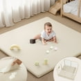 thumbnail image 1 of Baby Play Mat, Caveen Vegan Leather Baby Floor Mat Playpen Mat, Thicken Soft Crawling Mat for Infant, Wipe-Clean, 50"x 50", Beige, 1 of 7