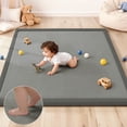 thumbnail image 1 of Baby Play Mat, Caveen Thicken Baby Playpen Mat, Flannel Soft Crawling Playmat for Infant, Anti-Slip, 50"x 50", Dark Grey, 1 of 8