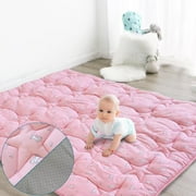 Baby Play Mat for Boys Girls, 50" x 50" baby Play Mat for Playpen, One-Piece Crawling Play Mat for Baby, Non Slip Kids Play Mat, Toddlers, Pink