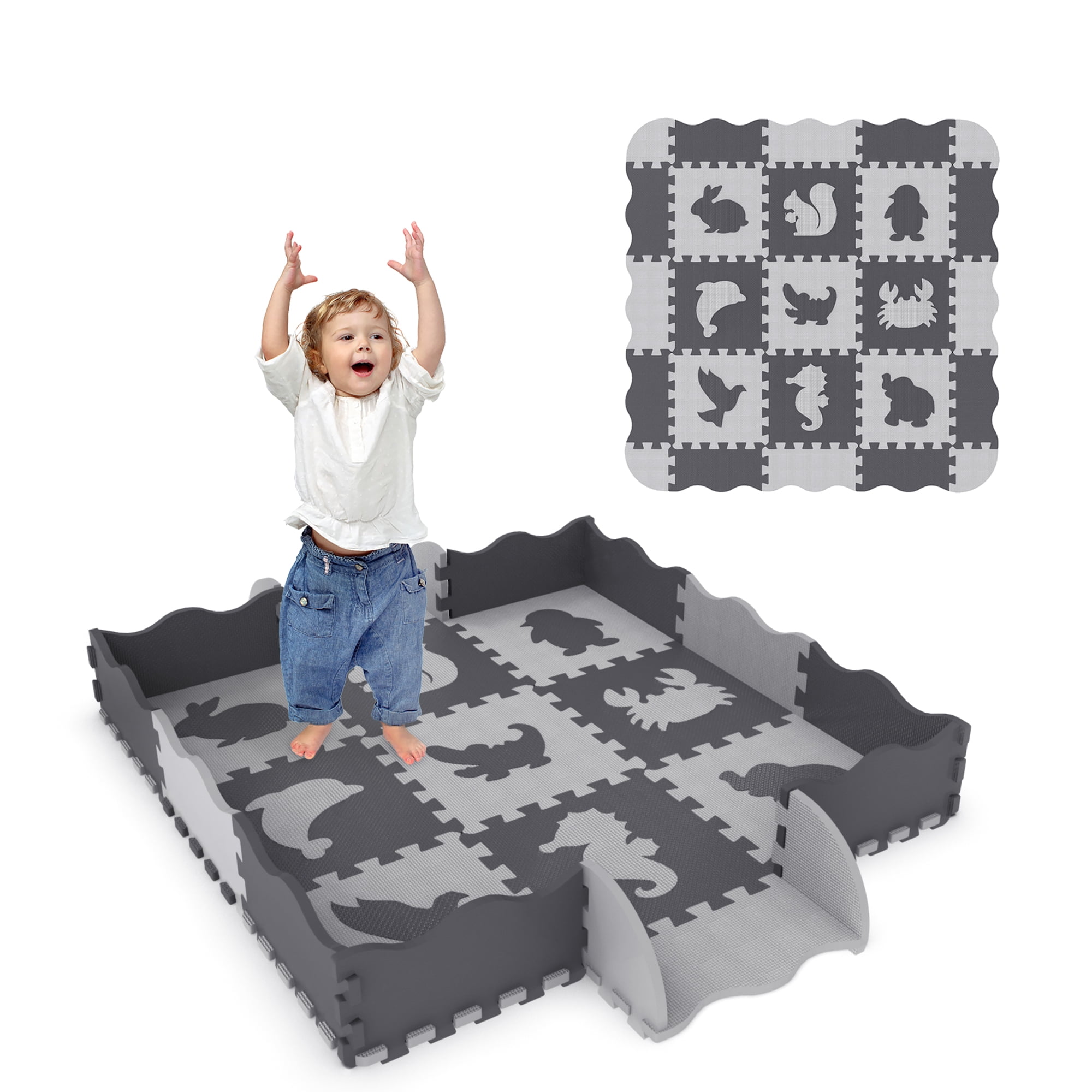 Fabuware Kids Play Mat Puzzle With Fence - Thick And HIGH QUALITY Dura 