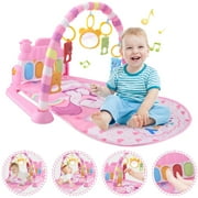 EOTVIA Baby Play Mat with Piano, Musical Activity Fitness Gym for Newborn, Infant Playmat Piano Suitable for 0-3 Year Boys and Girls Tummy Time, Pink