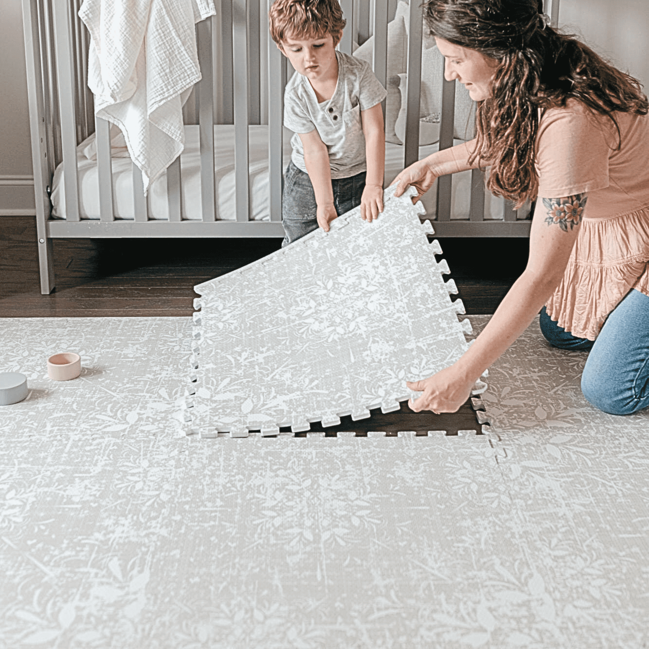 Little Landings EVA Foam Play Mat, Eden (4x6ft), Non-Toxic Interlocking Floor Mat for Babies and Toddlers