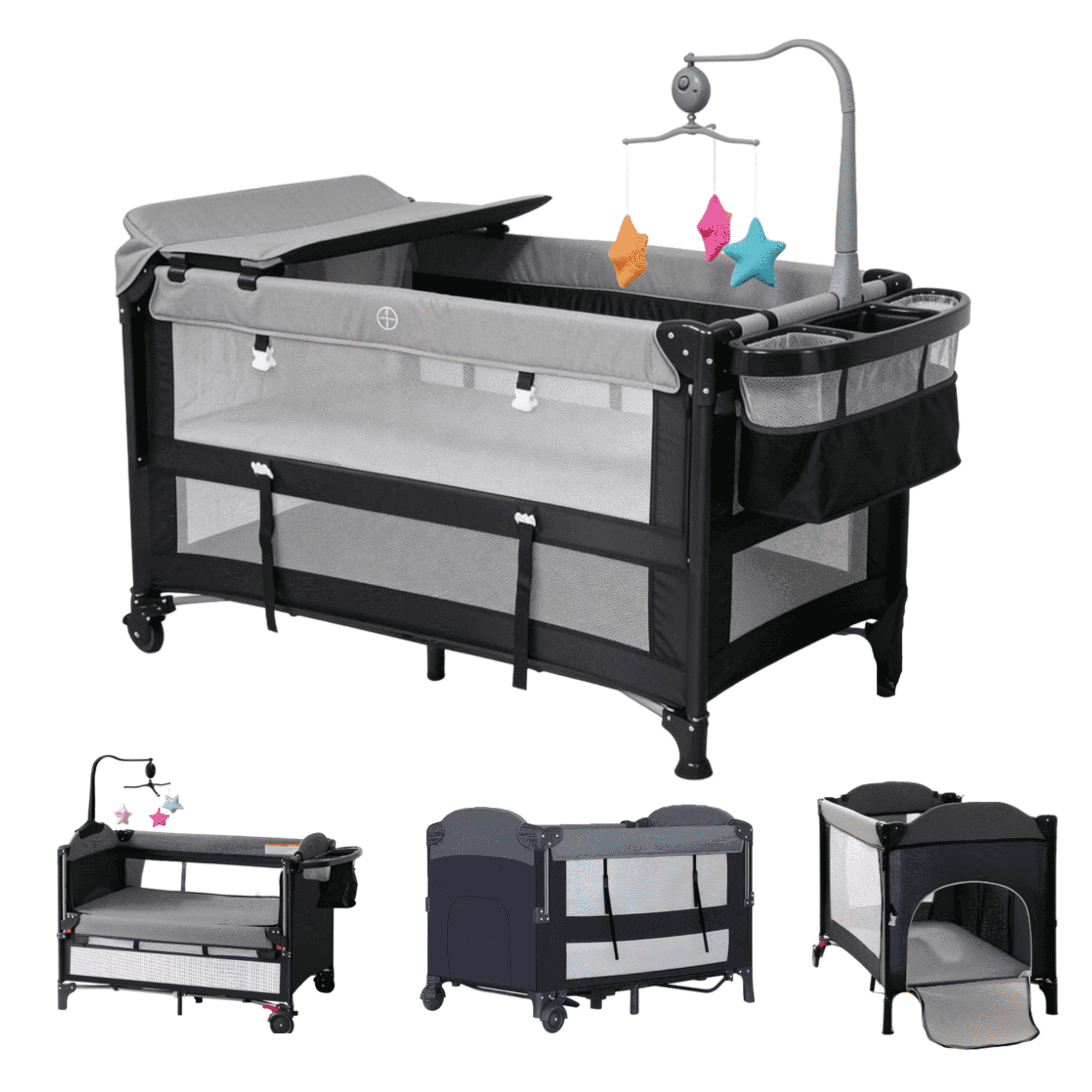 Baby Play Portable Playard,Infant Crib with Reversible changing table for Newborn to Toddlers,Unisex,Gray