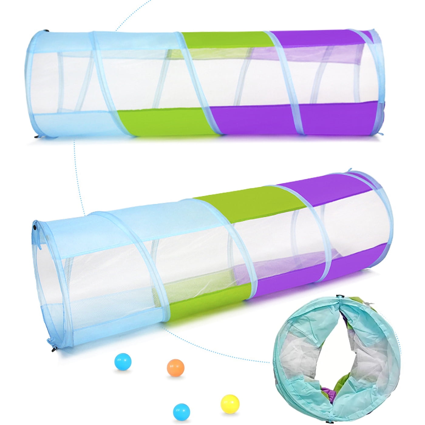 Baby Play Tunnel for Toddlers with 2 Mesh Sides, Cat Tunnel for Pets