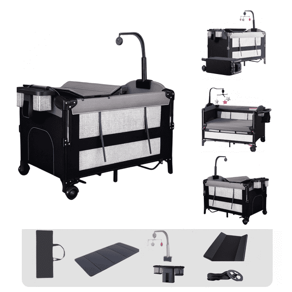 Baby Playard Portable Infant Playard & Bed-Sharing & Baby Crib with Reversible Changing Table for Newborn to Toddlers,Unisex