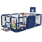 Baby Playpen,71x48inch Large Play Yard for Babies Toddlers, Sturdy Safety Baby Play Area Center Twins, Blue