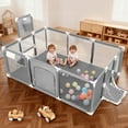 thumbnail image 1 of Baby Playpen,71x48inch Large Play Yard for Babies Toddlers, Sturdy Safety Baby Play Area, Gray, 1 of 8