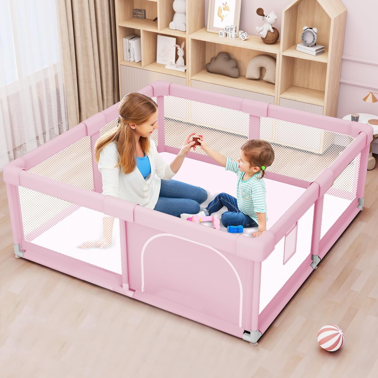 Baby Playpen 74"x50" with Mat Play Pens for Babies and Toddlers, Large Play Yards for Indoor
