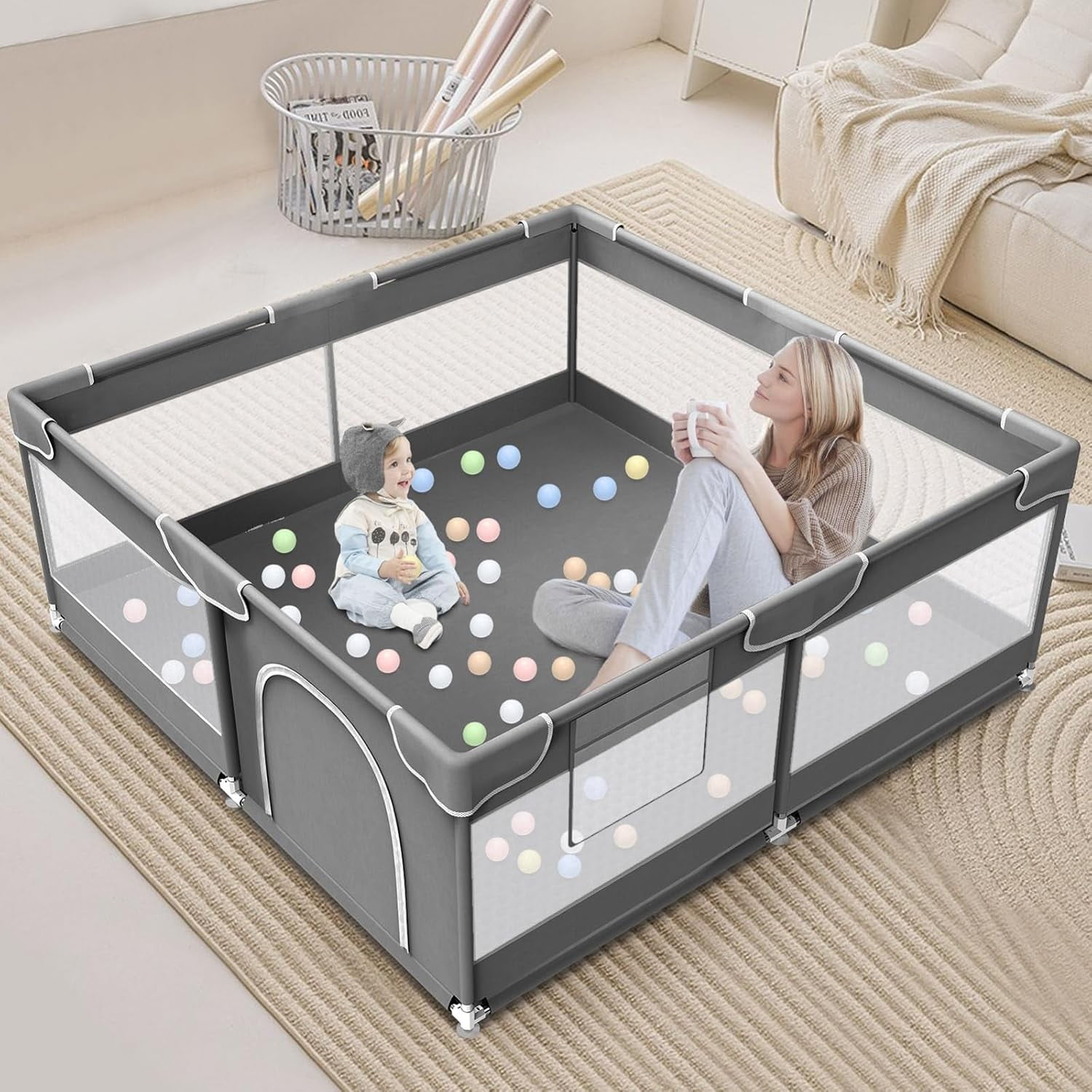 Baby Playpen for Babies and Toddlers 50 x 50 inch, Baby Play Yards ...