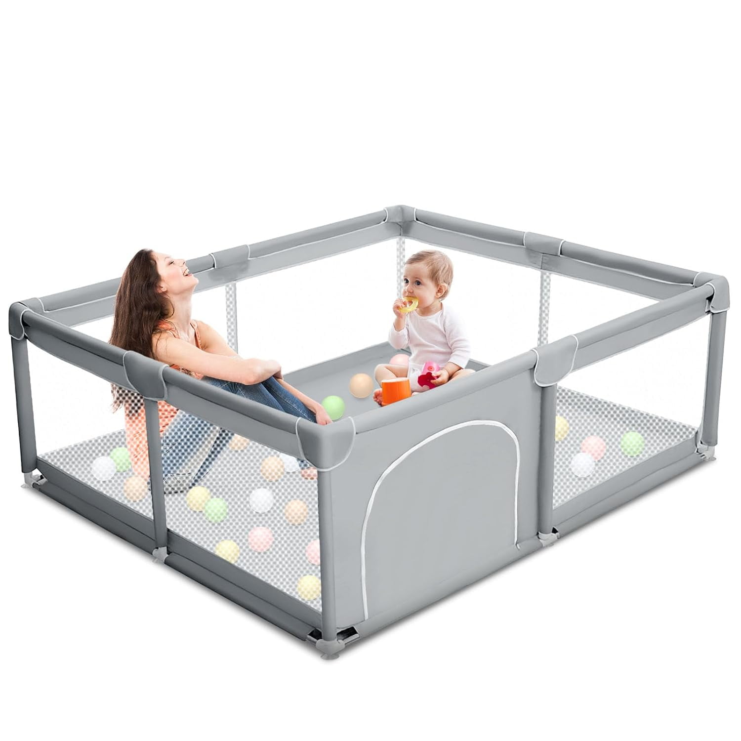 Baby Playpen for Babies and Toddlers with AntiSlip Base, 50”×50” Safe