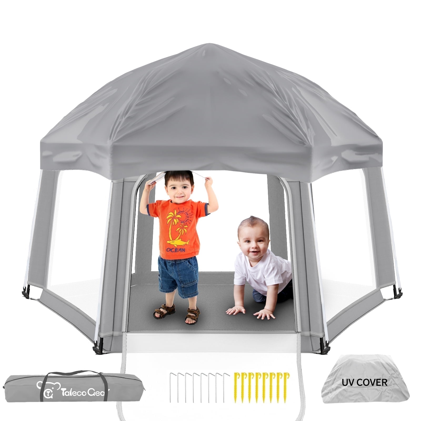 G TALECO GEAR Foldable Baby Playpen, Pack N Play, Baby Beach Tent, Portable W/Canopy-Pop up Pack and Play Yard, Indoor & Outdoor Playpen for Babies and Toddlers