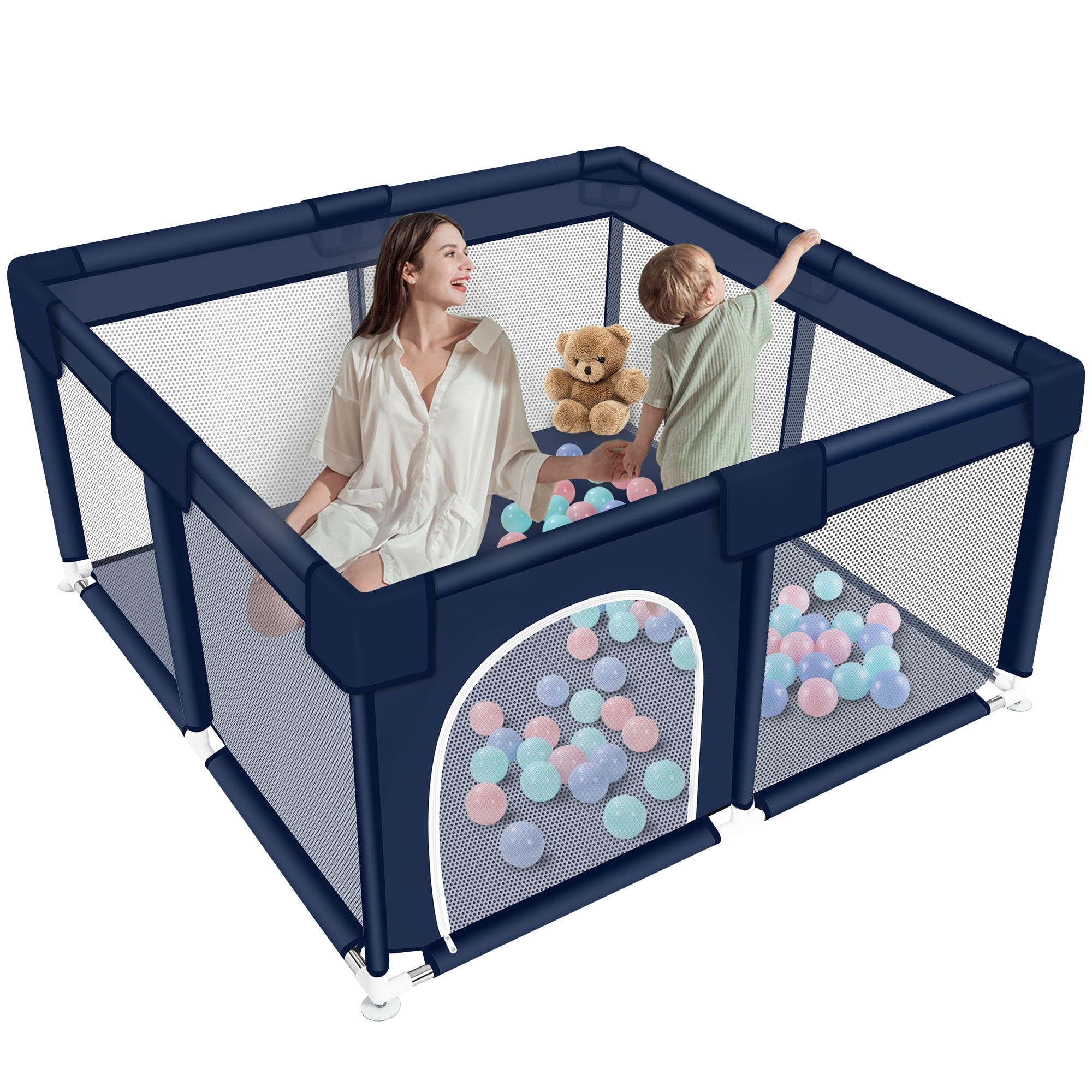 Walmart daily deals:  Baby Playpen, HDJ 50*50 inch Baby Play Yard with Soft Breathable Mesh and Anti-Slip Base, Baby Fence Infant Playard for Boy and Girls, Blue