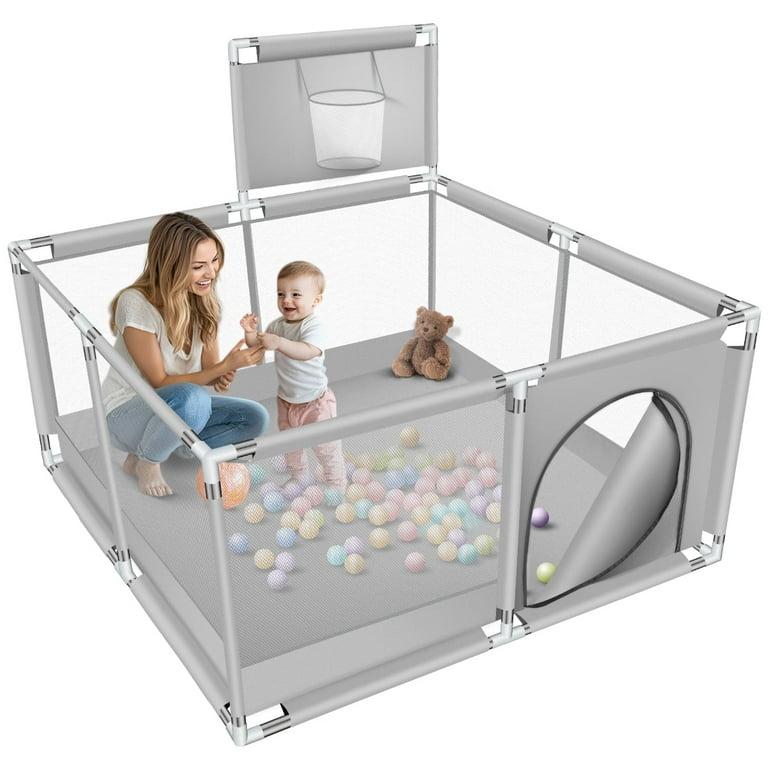 Baby Playpen, HDJ 50 inch Baby Playard with Basketball Hoop and