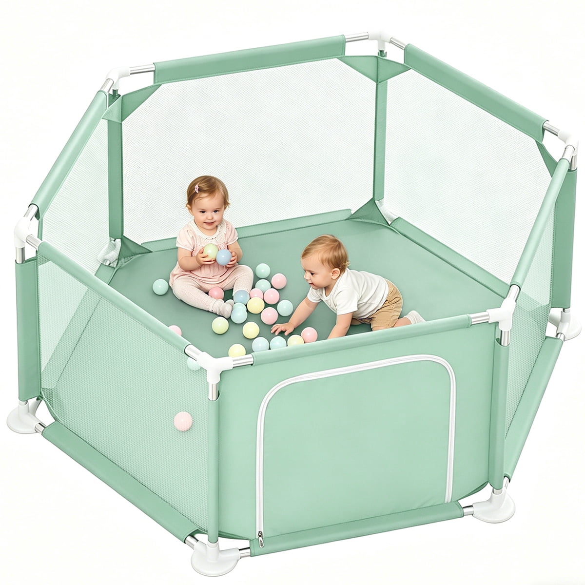 Baby Playpen,Kids Large Playard Indoor & Outdoor Kids Activity Center,Infant Safety Gates with Breathable Mesh,Sturdy Play Yard for Toddler,Children's Fences Packable & Portable