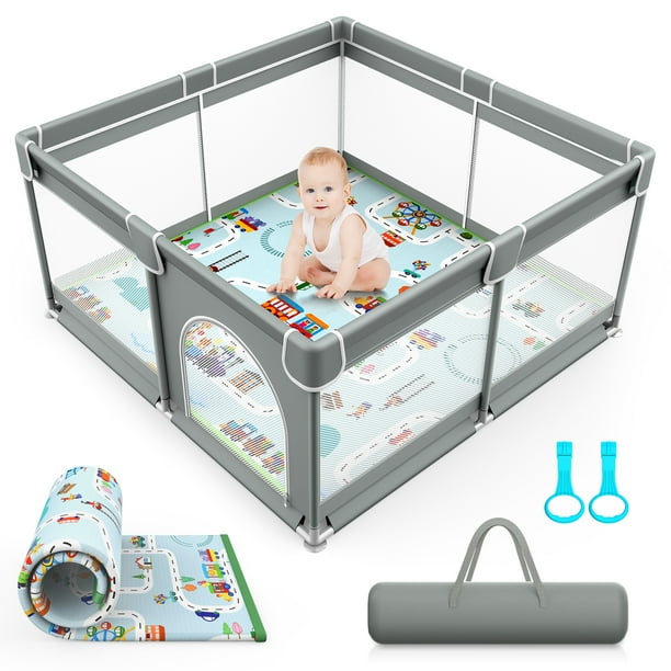 Baby Playpen with Mat, Large Baby Play Yard for Toddler, BPAFree, Non