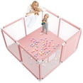 thumbnail image 1 of Baby Playpen, Outdoor Play Yard, Portable Play Yard 4-Panel- Baby Foldable Safety Playpen for Infant Toddler,Pink, 1 of 7