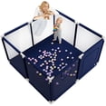 thumbnail image 1 of Baby Playpen, Outdoor Play Yard, Portable Play Yard 4-Panel- Baby Safety Playpen for Infant Toddler Boys,Navy, 1 of 7
