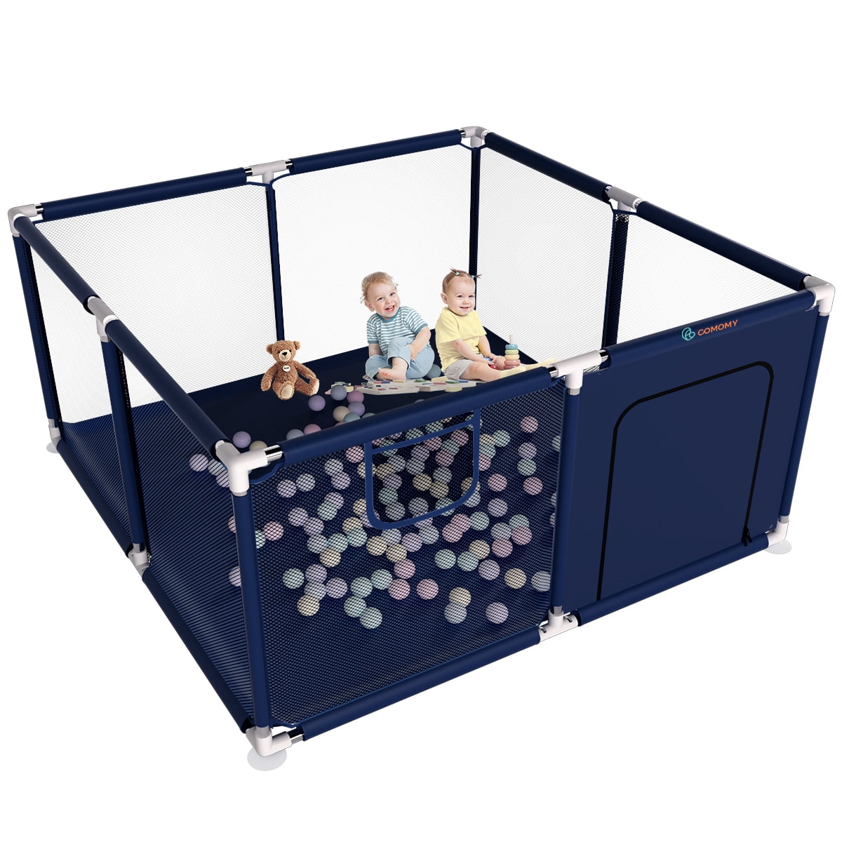Baby Playpen, Play Yard, Baby Playards, 50x50x26inch Infant Travel Play Game Fence,Blue
